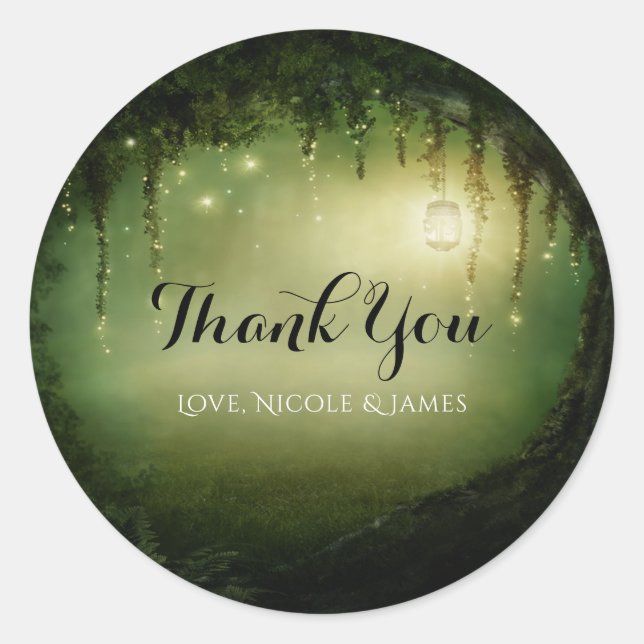 Enchanted Forest Romantic Rustic Wedding Favour Classic Round Sticker (Front)