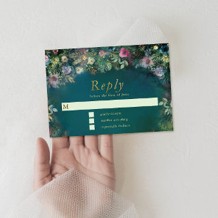 Enchanted Forest Rose Greenery Fairy Woodland RSVP Card