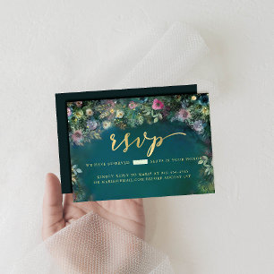 Enchanted Forest Rose Greenery Fairy Woodland RSVP Card