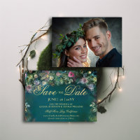 Enchanted Forest Roses Arch Wedding Save the Date
