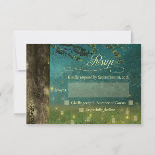 Enchanted Forest Rustic Mason Jar Wedding RSVP Card