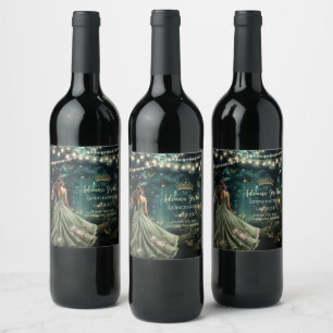 Enchanted Forest Sage Green Dress Quinceañera 16th Wine Label