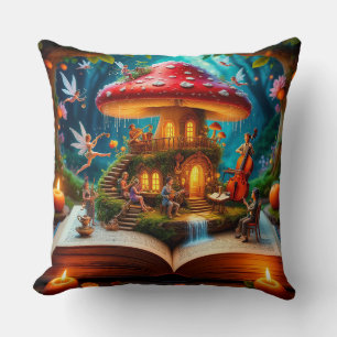 Enchanted Forest Setting With Fairies Cushion