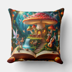 Enchanted Forest Setting With Fairies Cushion