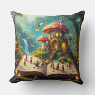 Enchanted Forest Setting With Fairies Cushion