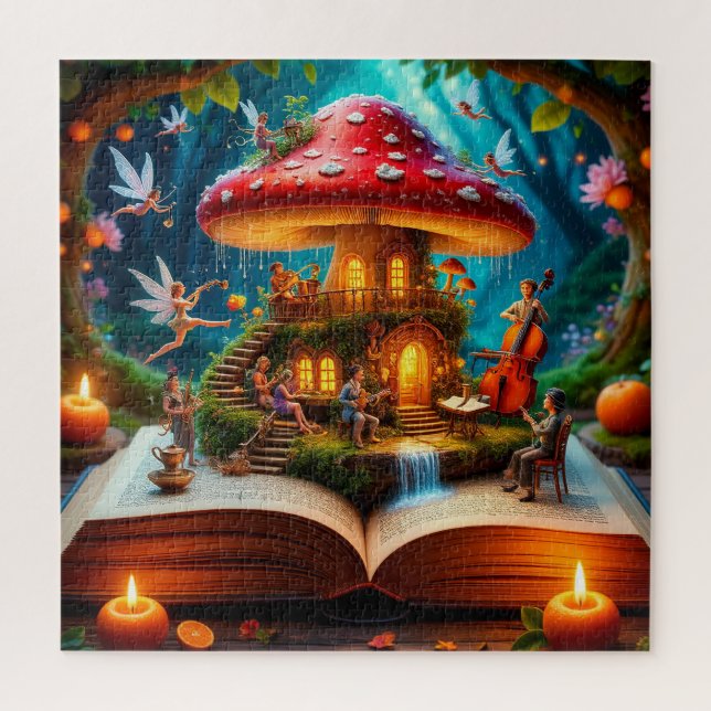 Enchanted Forest Setting With Fairies Jigsaw Puzzle (Vertical)