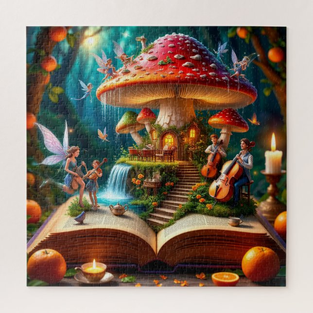Enchanted Forest Setting With Fairies Jigsaw Puzzle (Vertical)