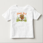 Enchanted Forest Side Branch Wedding Toddler T-Shirt<br><div class="desc">Folksy Flower Girl Whimsical Tree T-shirt. This Wildflower Bloom Wedding Party T-shirt has all the colours: Pink Terracotta Orange Coral Brown Yellow Elegance and Blue Flowers Wedding Party. Picture a spring, summer or fall romantic whimsical swirl tree in an enchanted forest along an elegant country farmhouse road. Oh so colourful...</div>