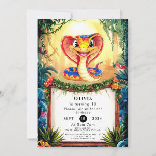 Enchanted Forest Snake Birthday Invitation