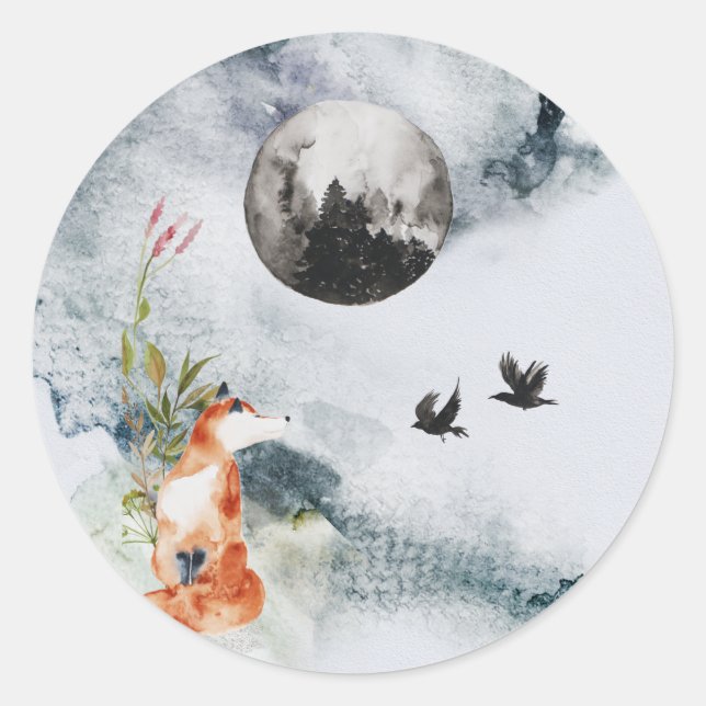Enchanted Forest Stickers Fox Moon Raven (Front)