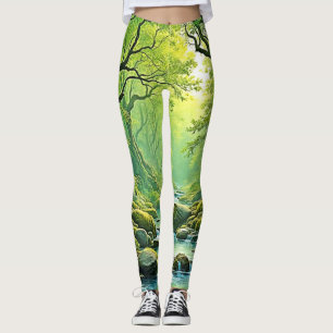 Enchanted Forest Stream Design Leggings