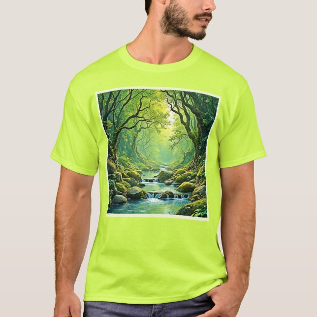 Enchanted Forest Stream Design T-Shirt (Front)