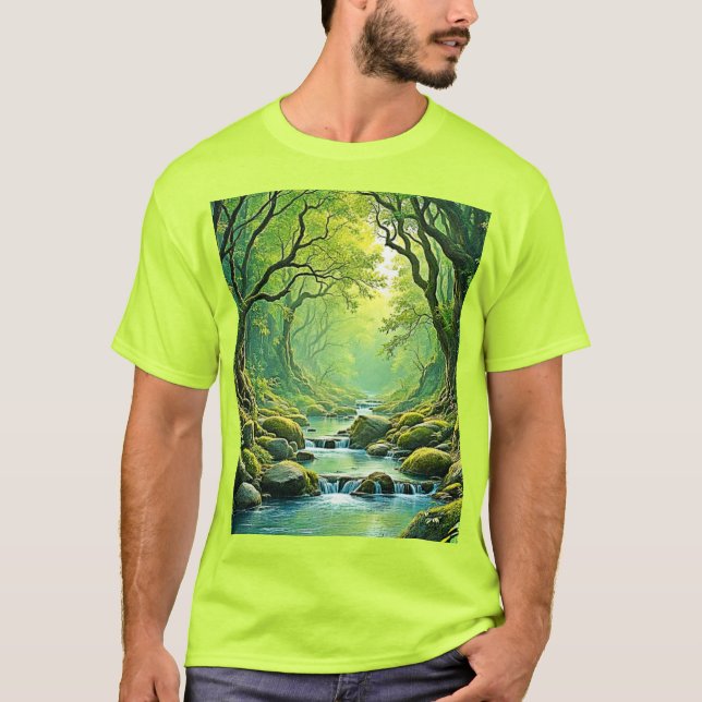 Enchanted Forest Stream Design T-Shirt (Front)