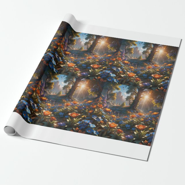 Enchanted Forest Sunrise Matte Wrapping Paper (Unrolled)