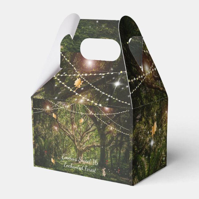 Enchanted Forest Sweet 16 Fairies Sparkling Lights Favour Box (Front Side)