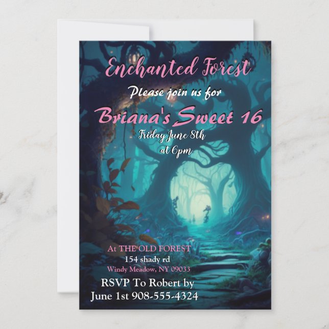 Enchanted Forest Sweet 16 Invitation (Front)