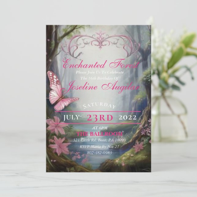 Enchanted Forest Sweet 16 Invitations (Standing Front)
