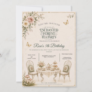 Enchanted Forest Tea Party Birthday Invitation