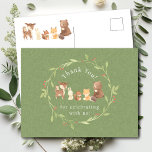 Enchanted Forest Thank You Postcard<br><div class="desc">Introducing our charming woodland animals baby shower design, perfect for celebrating the arrival of your little one. This rustic design features adorable woodland animals, adding a touch of nature to your special event. The warm and inviting colours create a cosy atmosphere, setting the tone for a memorable celebration. Whether you're...</div>