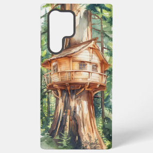 Enchanted Forest Treehouse Watercolor Design Samsung Galaxy Case