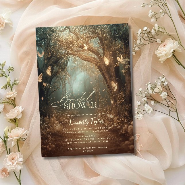 Enchanted Forest Trees Fairy Lights Bridal Shower Invitation (Creator Uploaded)