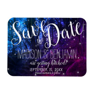 Enchanted Forest Trees Fairy Lights Save the Date Magnet