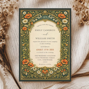 Enchanted Forest Vintage Art Nouveau Wedding Invitation