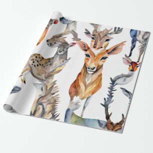 Enchanted Forest Watercolor Collage Wrapping Paper