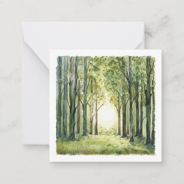 Enchanted Forest Watercolor Scene Card (Front)