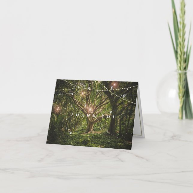 Enchanted Forest Wedding Fairies String Lights   Thank You Card (Front)