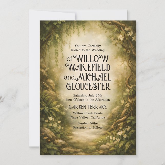 Enchanted Forest Wedding Invitation Woodland (Front)