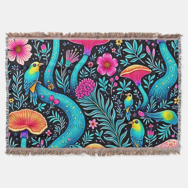 Enchanted Forest Whimsical Dream Design Throw Blanket (Front)
