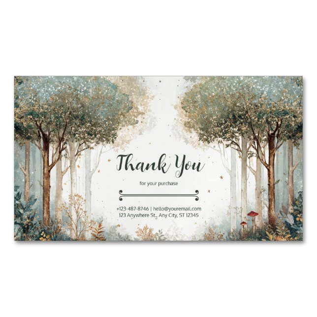 Enchanted Forest Whimsical & Ethereal Magnetic Business Card (Front)
