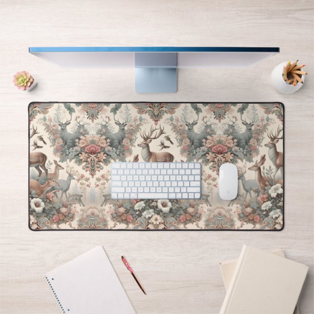 Enchanted Forest Whispers: Victorian Wildlife Desk Mat (Office 1)