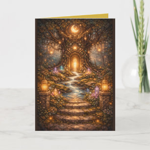 Enchanted Forest with Glowing Doorway Card