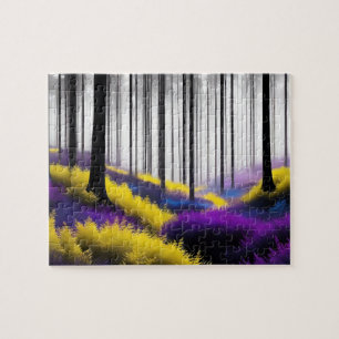 Enchanted Forest with Purple and Yellow Design Jigsaw Puzzle