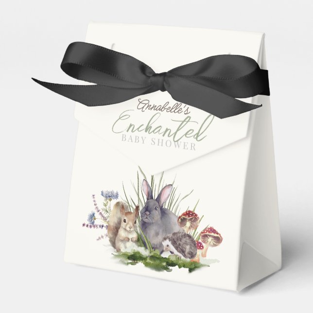 Enchanted Forest Woodland Animals Baby Shower Favour Box (Front Side)