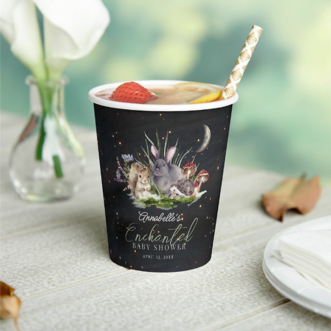 Enchanted Forest Woodland Animals Baby Shower Paper Cups (Insitu)