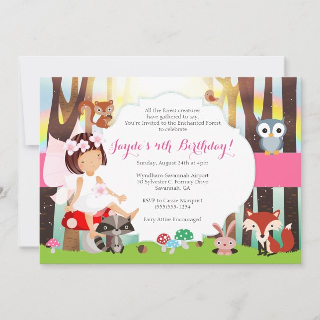 Enchanted Forest Woodland Fairy Party Invitation (Front)