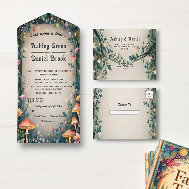 Enchanted Forest Woodland Floral Fairytale Wedding All In One Invitation (Creator Uploaded)