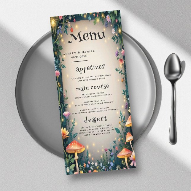 Enchanted Forest Woodland Floral Fairytale Wedding Menu (Creator Uploaded)