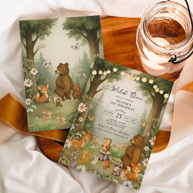 Enchanted Forest Woodland Wild One 1st Birthday Invitation (Creator Uploaded)