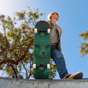 Enchanted Fox & Bioluminescent Mushrooms Fairycore Skateboard