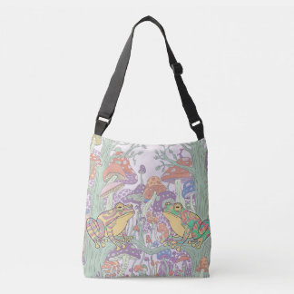 Enchanted Frogs in Mushroom Fields Crossbody Bag