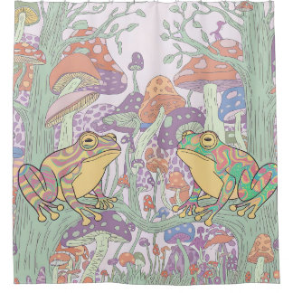 Enchanted Frogs in Mushroom Fields Shower Curtain