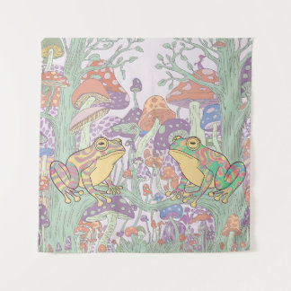 Enchanted Frogs in Mushroom Fields  Tapestry
