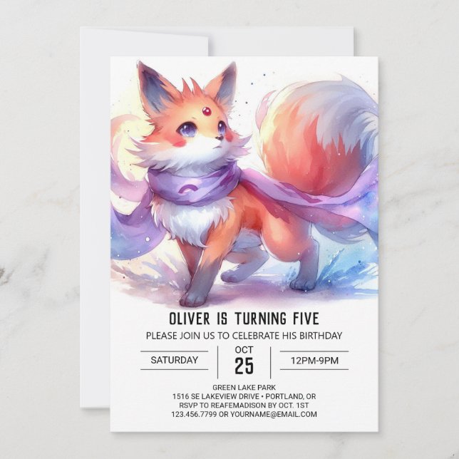 Enchanted Fun Fox Birthday Invitation (Front)