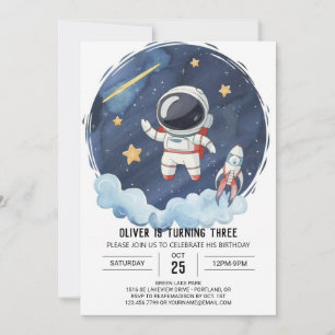 Enchanted Galaxy Rocket Astronaut Boy Birthday Invitation