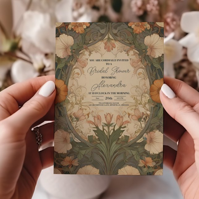 Enchanted Garden Art Nouveau Bridal Shower  Invitation (Creator Uploaded)