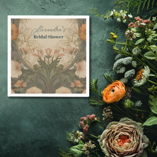 Enchanted Garden Art Nouveau Bridal Shower  Napkin